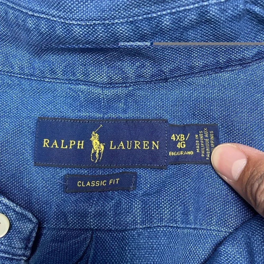 Ralph Lauren Shirt 4XB S/S Button Down Midweight Cotton Blue